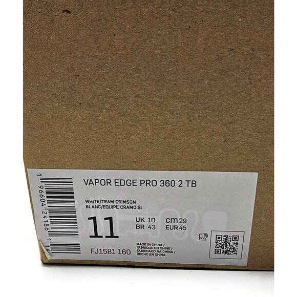 Nike Vapor Edge Pro 360 2 TB Cleats White Team Crimson Mens Size 11 NWB - Picture 16 of 16